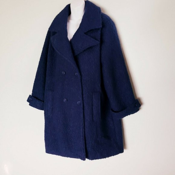 NWoT Women's ANTHONY RICHARDS Berber Blue Coat Jacket Button Front - Picture 4 of 7